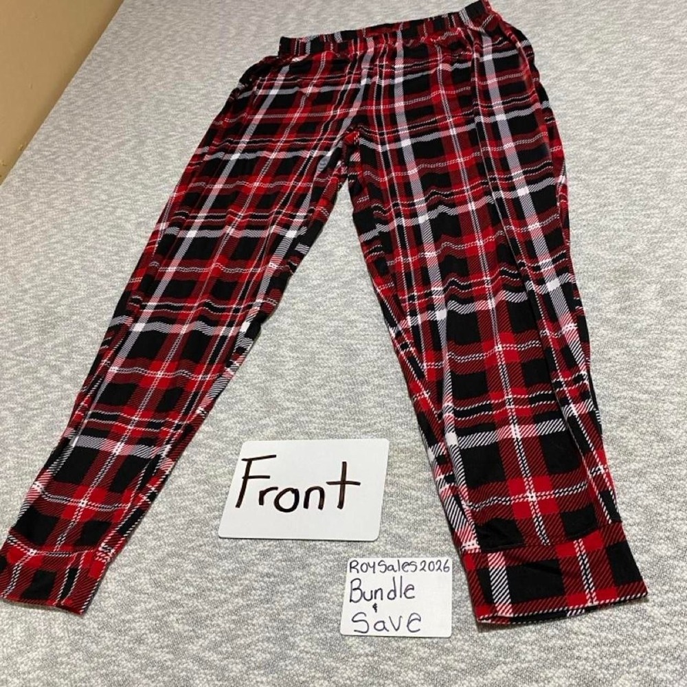 Sweet treass Red multicolor plaid pijama pants joggers women M(8-10). SKU-C99